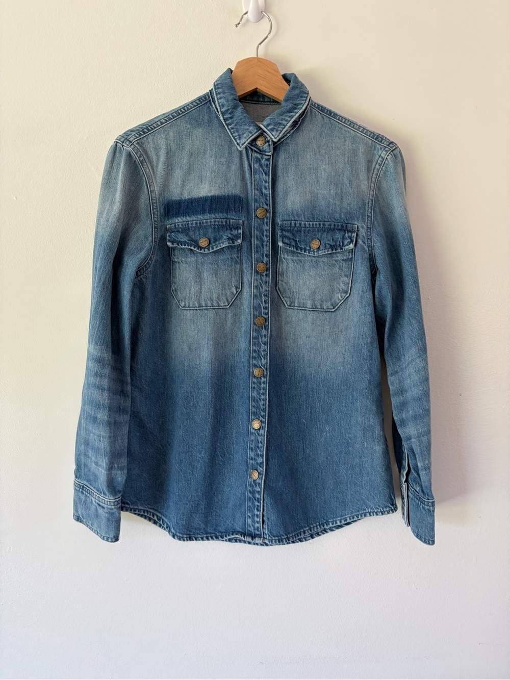 Current/Elliot Denim Snap Button Ombre‎ Jean Shirt Size Small